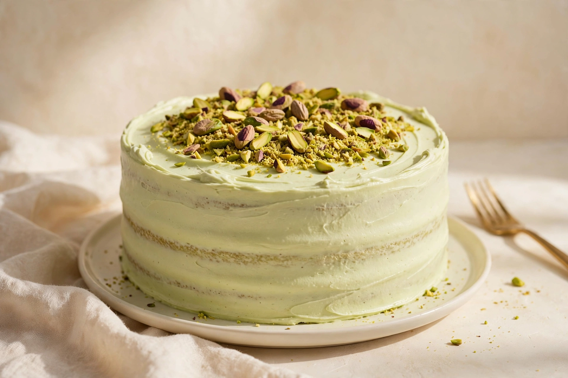 Pistachio and rose cake