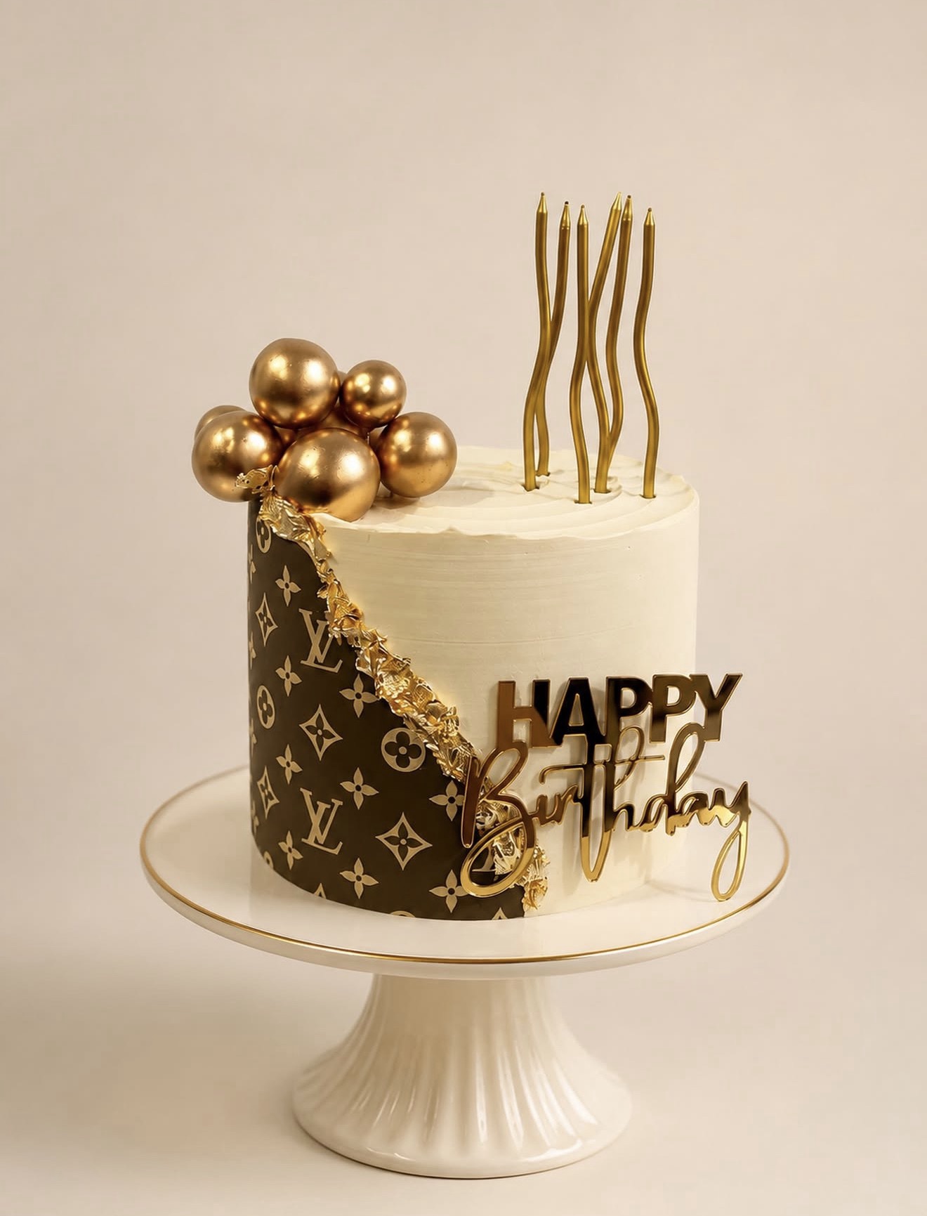 Gold and black luxury birthday cake