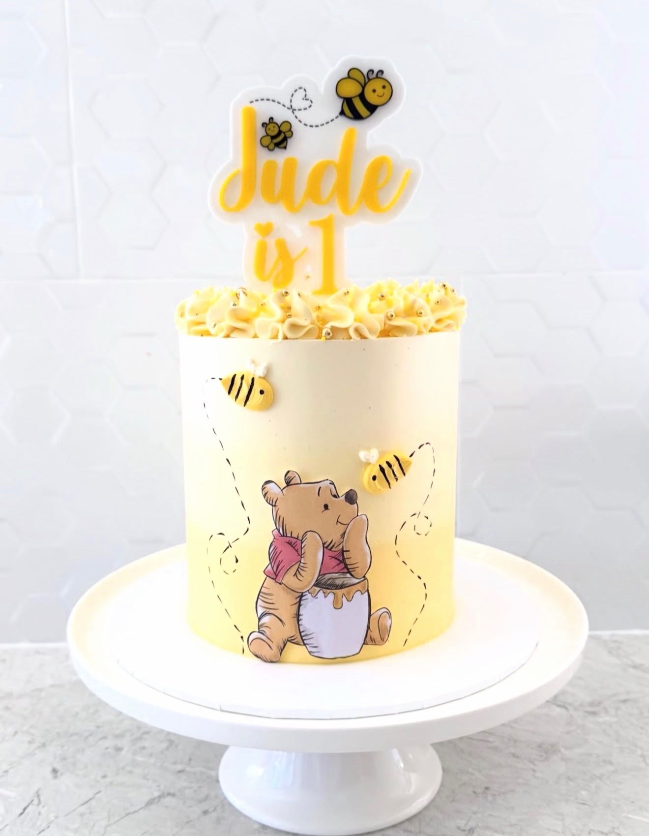 Winnie the Pooh first birthday cake
