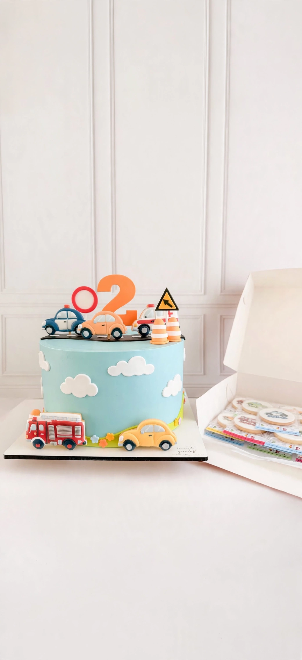 Car theme second birthday cake