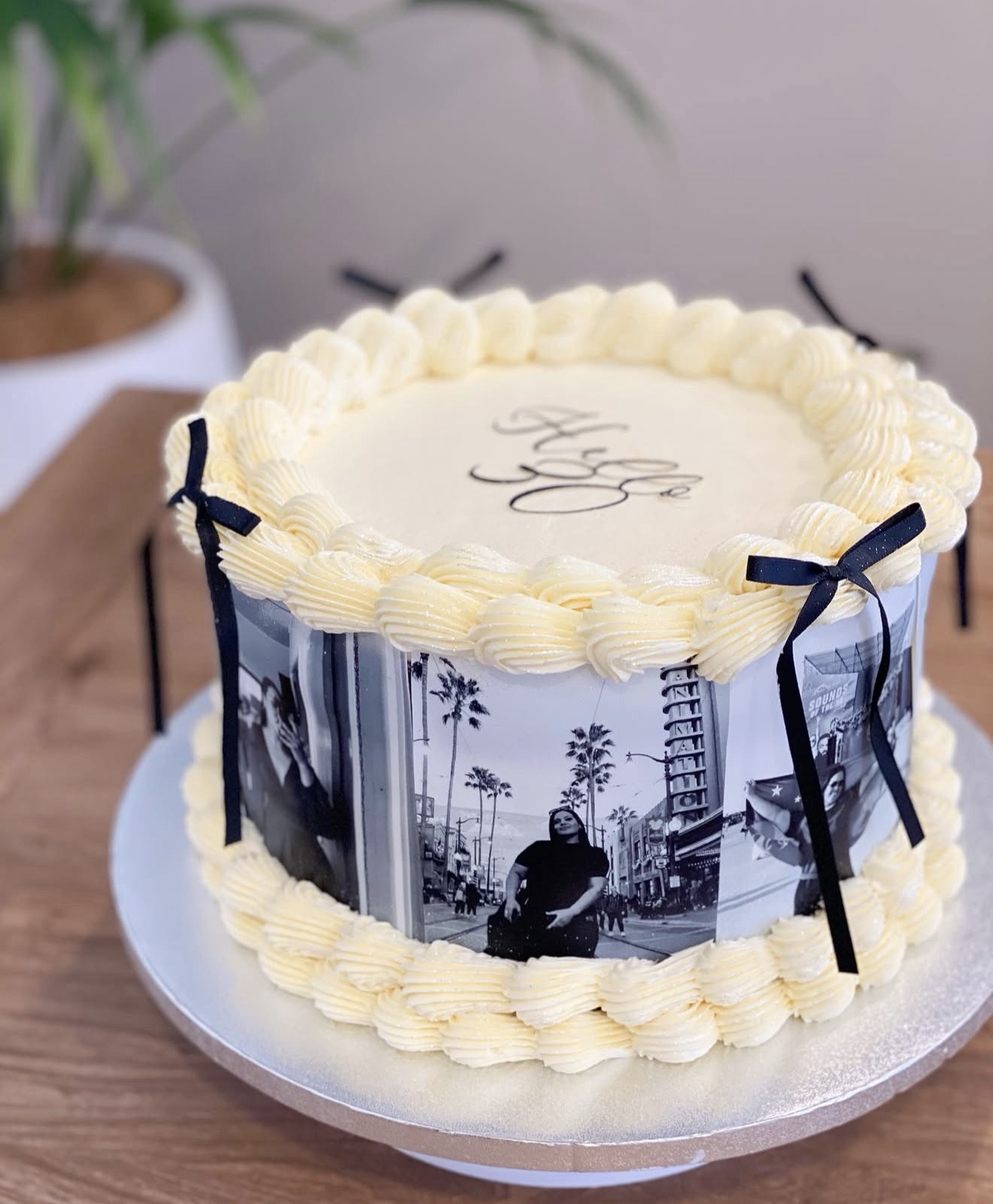 Hello 30 photo strip birthday cake